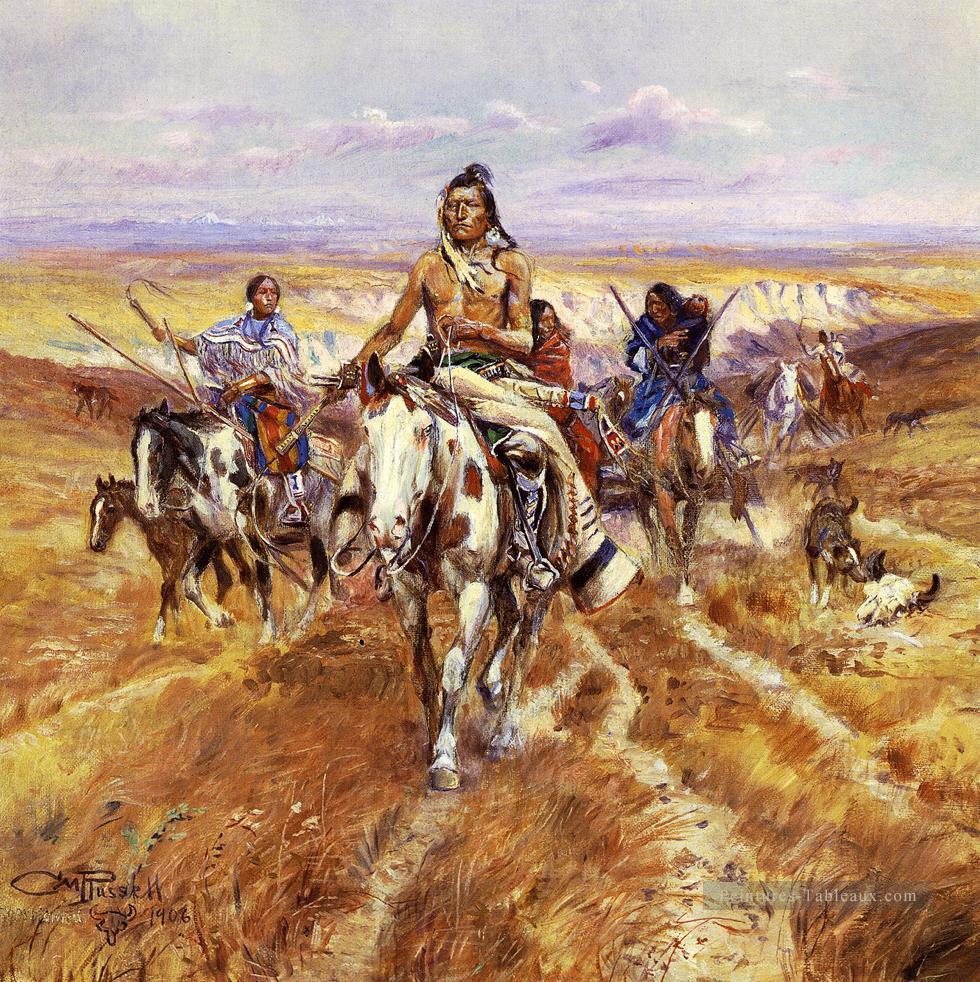 Quand les plaines étaient son art occidental Amérindien Charles Marion Russell Peintures à l'huile